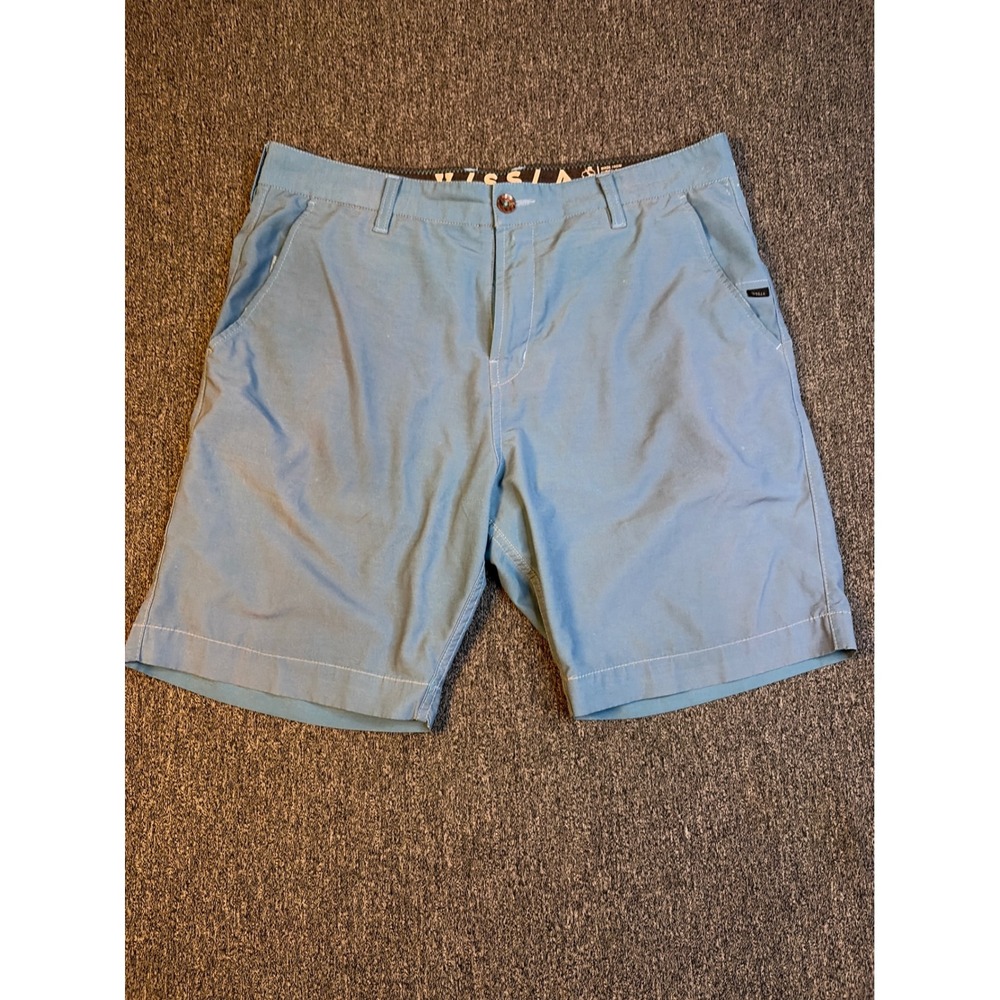 Vissla Mens‎ Blue Hybrid Walk Shorts Upcycled Poly Cotton Stretch Size 34